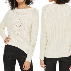 Topshop chunky eyelet knit sweater in cream
